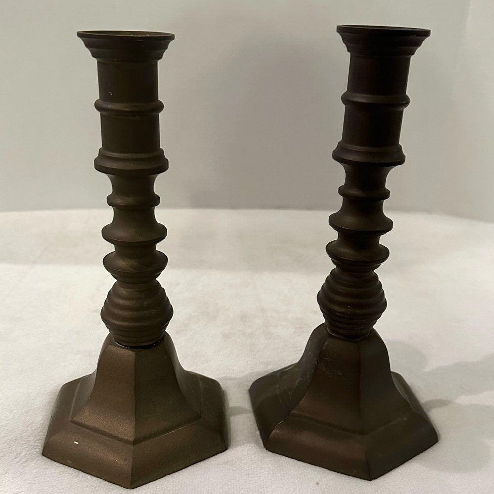 Vintage Brass Candlestick Holders Set of 2 ~8” tall Home Decor mantle classic